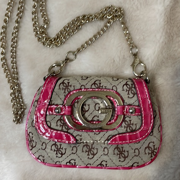 Rare! Vintage Y2K Guess bag crossbody mini chain with pink details and monogram - Picture 10 of 16